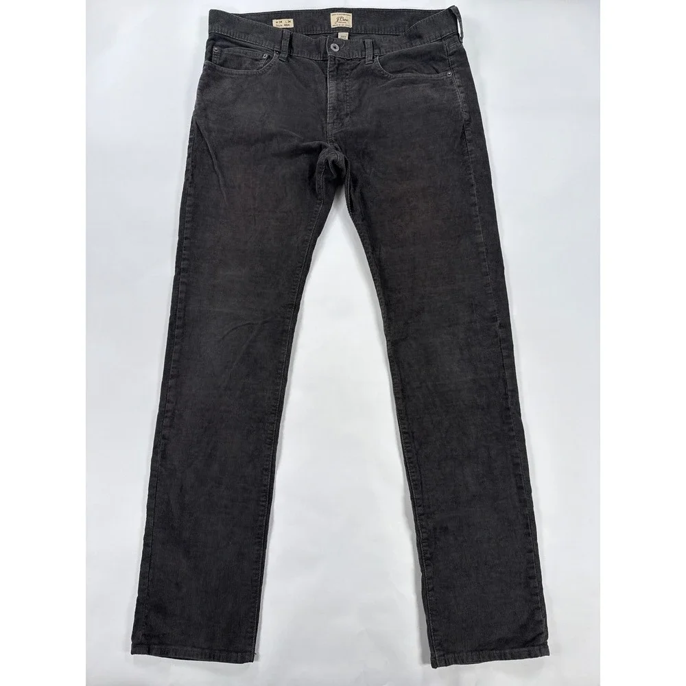 J Crew Mens Pants 34x34 Gray 484 Slim Fit Corduroy Flat Front Casual Preppy